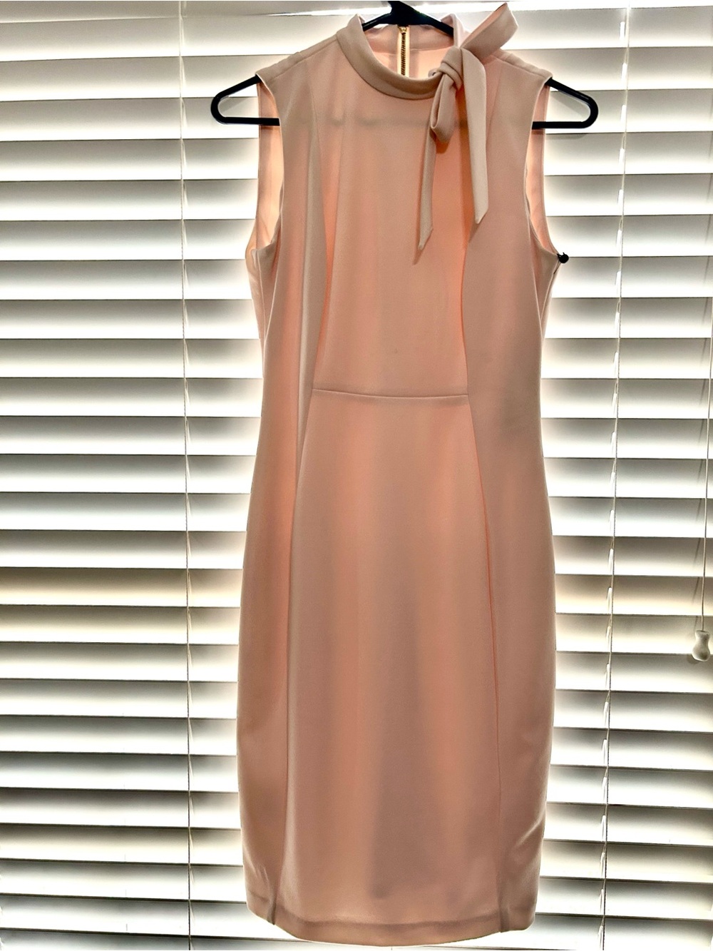 Calvin Klein light pink Sleeveless Tie-Neck Midi Dress